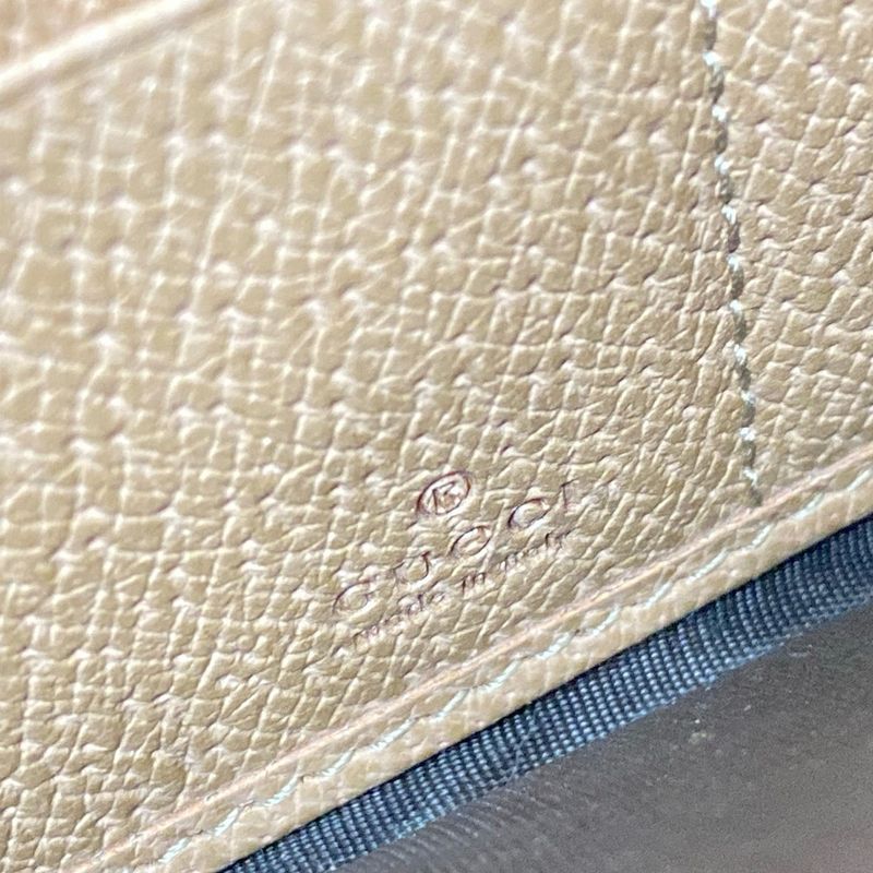 Gucci Bree 323397 Beige And Dark Brown Round Zipper Leather Long Wallet