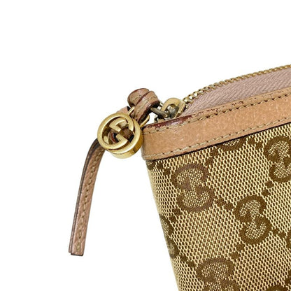 Gucci Bree 323397 Beige And Dark Brown Round Zipper Leather Long Wallet