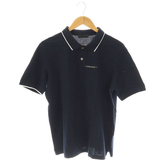 Prada Sjn256 25 Years Deer Rubber Logo Polo Shirt Short Sleeves XL Dark Navy