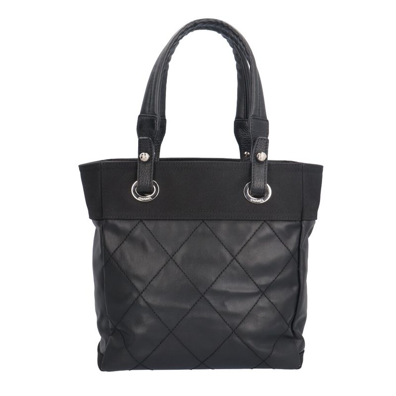 Chanel Paris Biarritz Tote PM Handbag PVC A34208 Black Ladies Chanel Preowned
