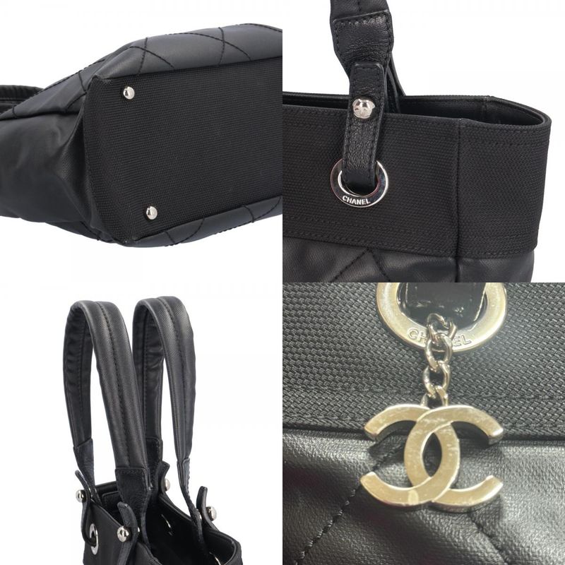 Chanel Paris Biarritz Tote PM Handbag PVC A34208 Black Ladies Chanel Preowned