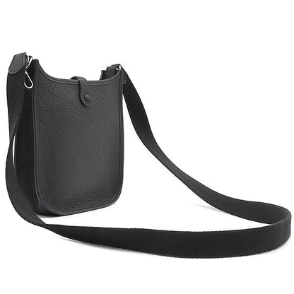 Hermes Shoulder Bag Evelyn TPM Taurillon Clemence Black Silver Hardware Black