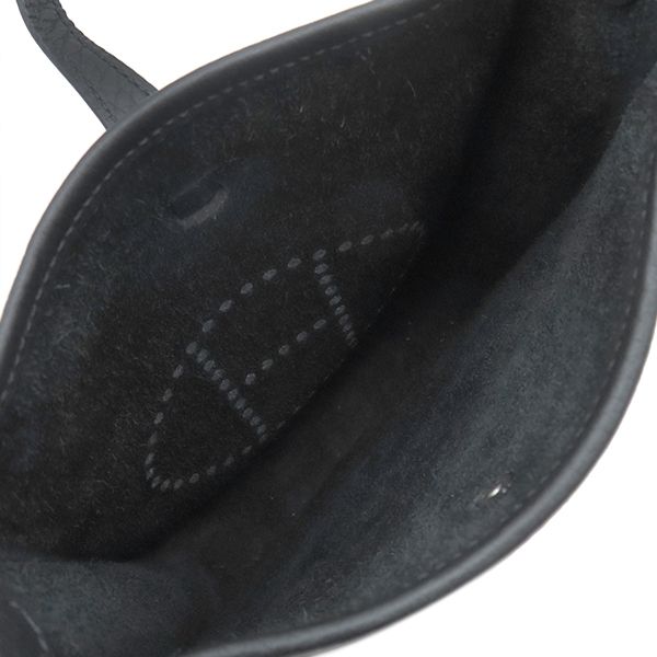 Hermes Shoulder Bag Evelyn TPM Taurillon Clemence Black Silver Hardware Black