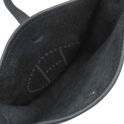 Hermes Shoulder Bag Evelyn TPM Taurillon Clemence Black Silver Hardware Black