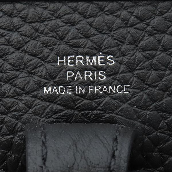 Hermes Shoulder Bag Evelyn TPM Taurillon Clemence Black Silver Hardware Black