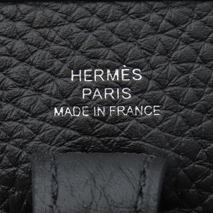 Hermes Shoulder Bag Evelyn TPM Taurillon Clemence Black Silver Hardware Black