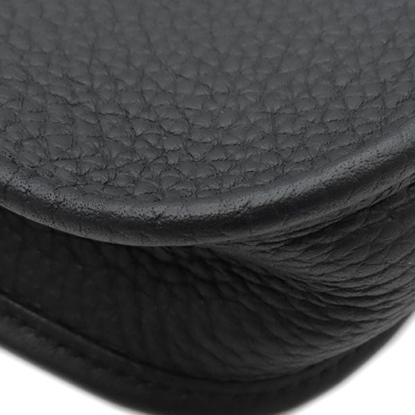 Hermes Shoulder Bag Evelyn TPM Taurillon Clemence Black Silver Hardware Black