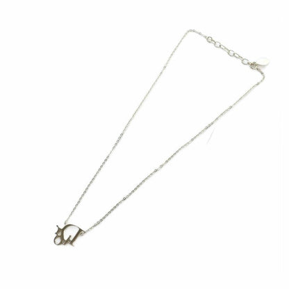 Christian DIOR Necklace Accessories Pendant Rhinestone Logo Silver Color - GY18
