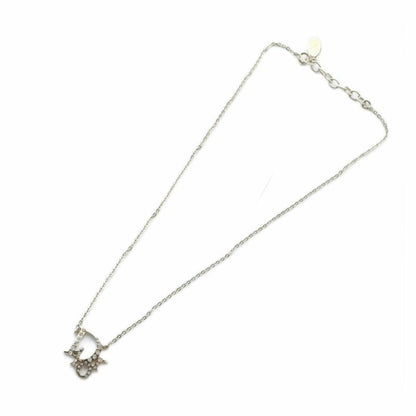 Christian DIOR Necklace Accessories Pendant Rhinestone Logo Silver Color - GY18