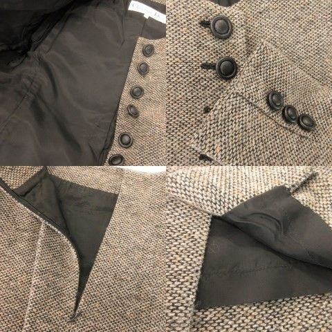Christian DIOR Suit Setup 2 Piece Tweed Collarless Jacket Mimore Skirt 9 Gray