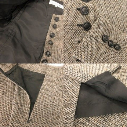Christian DIOR Suit Setup 2 Piece Tweed Collarless Jacket Mimore Skirt 9 Gray