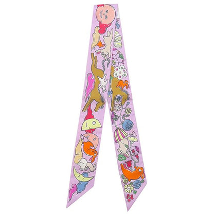 Hermes Scarf Twillie Silk Palm Rose Vif and Camel [mille Et Un Lapins the