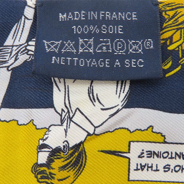 Hermes Scarf Tulle Silk Marine Gold and Blanc [wow American Comic Book Style
