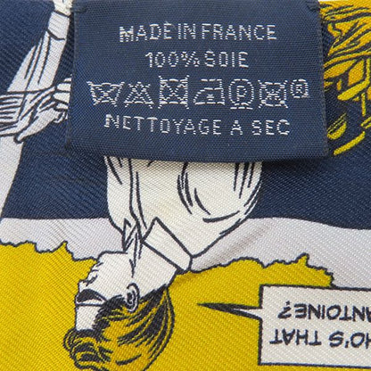 Hermes Scarf Tulle Silk Marine Gold and Blanc [wow American Comic Book Style