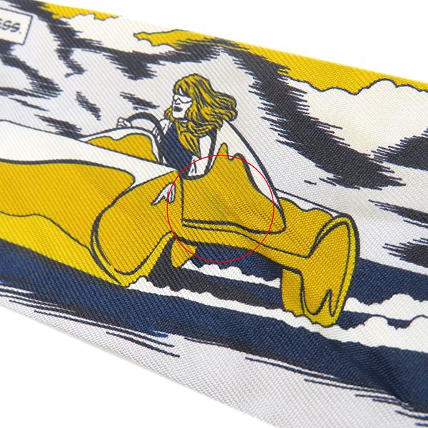 Hermes Scarf Tulle Silk Marine Gold and Blanc [wow American Comic Book Style