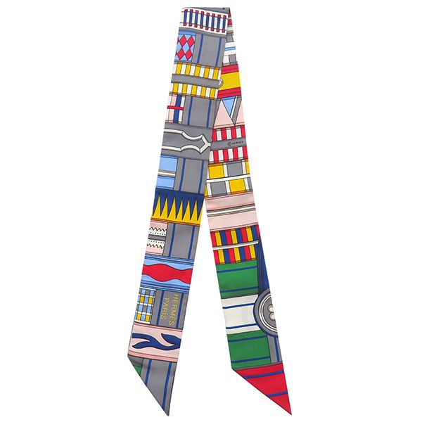 Hermes Scarf Twillie Silk Gris X Jeanne Vif X Veil [voltes Et Pirouettes Voltes