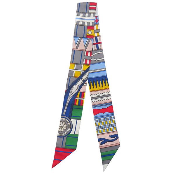 Hermes Scarf Twillie Silk Gris X Jeanne Vif X Veil [voltes Et Pirouettes Voltes