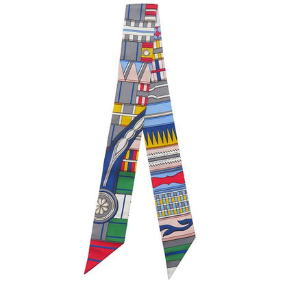 Hermes Scarf Twillie Silk Gris X Jeanne Vif X Veil [voltes Et Pirouettes Voltes