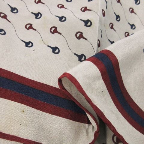 Gucci 70s Vintage Scarf Silk Interlocking Sherry Line Total Logo Gray CK22 -