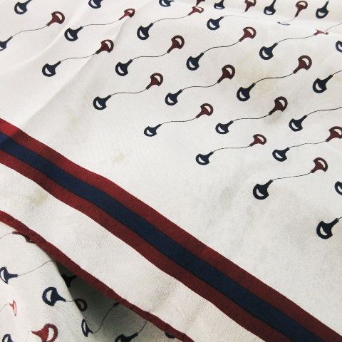 Gucci 70s Vintage Scarf Silk Interlocking Sherry Line Total Logo Gray CK22 -