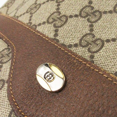 Gucci Tote Bag GG Supreme Interlocking Sherry Line Canvas Coated Leather Brown