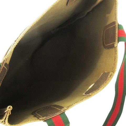 Gucci Tote Bag GG Supreme Interlocking Sherry Line Canvas Coated Leather Brown