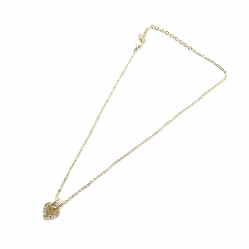 Christian DIOR Necklace Accessories Pendant Logo Rhinestone Gold Color - GY18