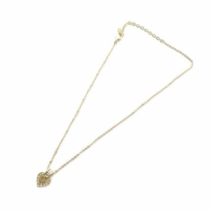Christian DIOR Necklace Accessories Pendant Logo Rhinestone Gold Color - GY18