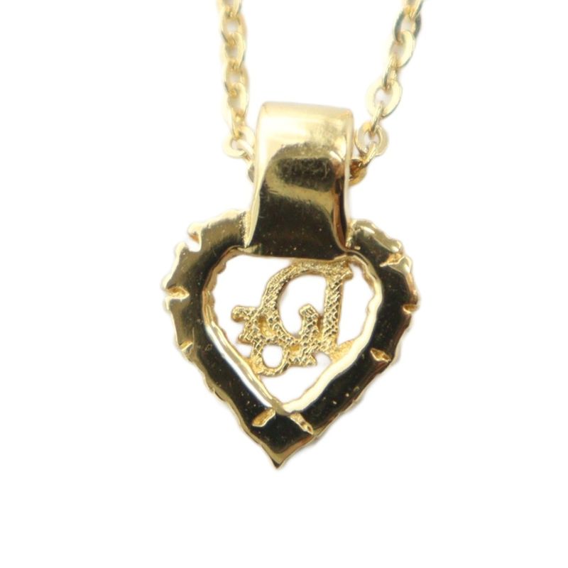 Christian DIOR Necklace Accessories Pendant Logo Rhinestone Gold Color - GY18