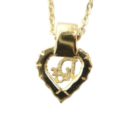 Christian DIOR Necklace Accessories Pendant Logo Rhinestone Gold Color - GY18