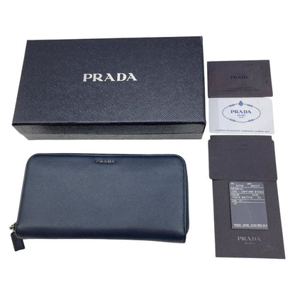 Prada Round Zipper Long Wallet 2ml317 Navy