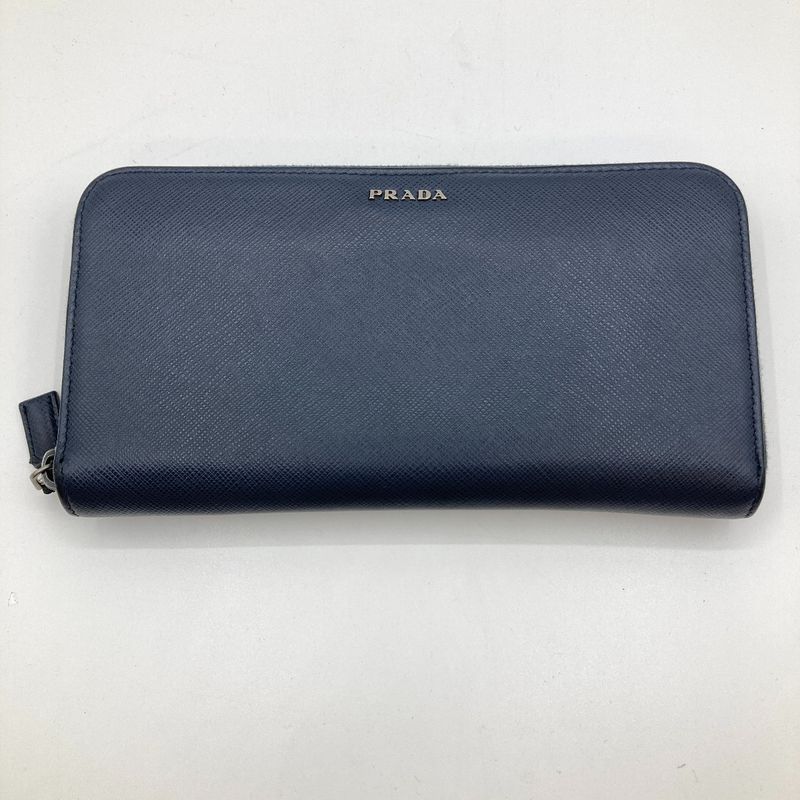 Prada Round Zipper Long Wallet 2ml317 Navy