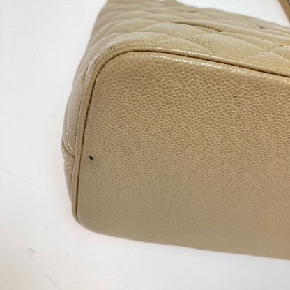 Chanel Reprint Tote Caviar Skin Tote Bag Coco Mark Gold Hardware Beige