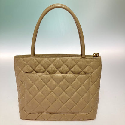 Chanel Reprint Tote Caviar Skin Tote Bag Coco Mark Gold Hardware Beige