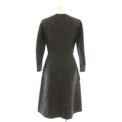 Celine Phoebe Period Wool Linen Blend Long Sleeve Dress Knee Length 36 Black DF