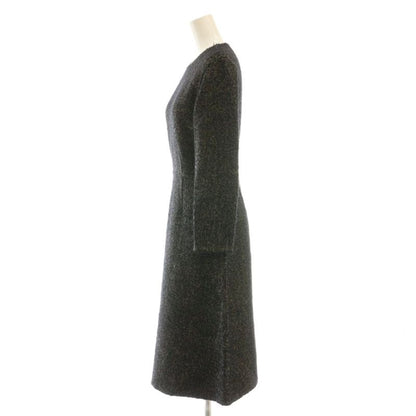 Celine Phoebe Period Wool Linen Blend Long Sleeve Dress Knee Length 36 Black DF