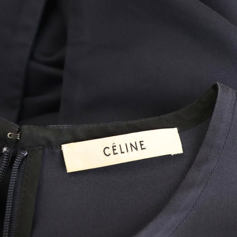 Celine Phoebe Period 2 6R32 2614 Back Pocket Stitching Dress Short Sleeve Knee