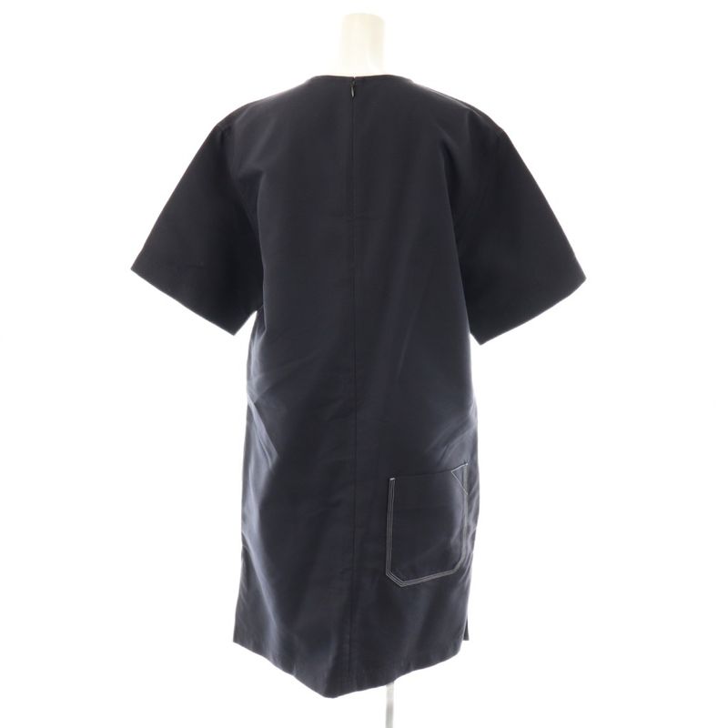 Celine Phoebe Period 2 6R32 2614 Back Pocket Stitching Dress Short Sleeve Knee