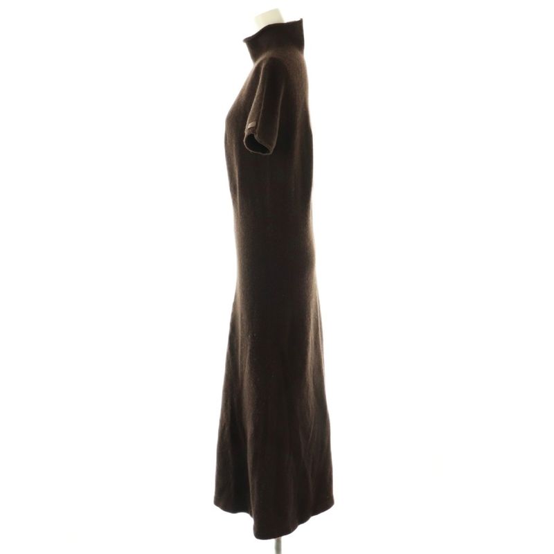 Chanel 00A Cashmere High Neck Knit Dress Short Sleeves 38 Brown ES - OS