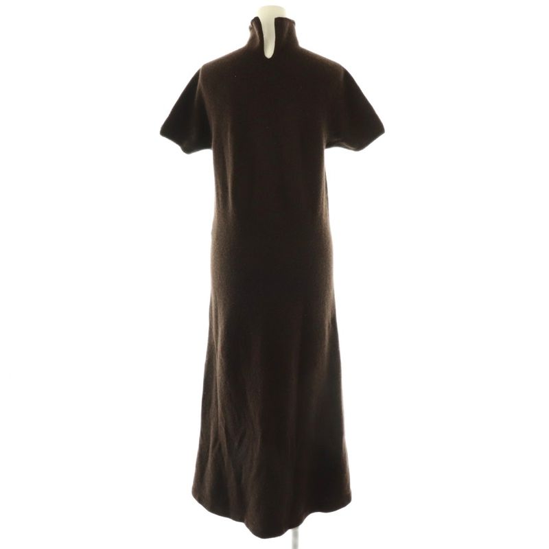 Chanel 00A Cashmere High Neck Knit Dress Short Sleeves 38 Brown ES - OS