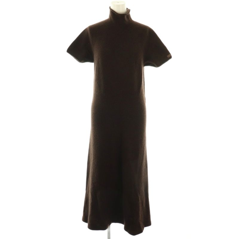 Chanel 00A Cashmere High Neck Knit Dress Short Sleeves 38 Brown ES - OS