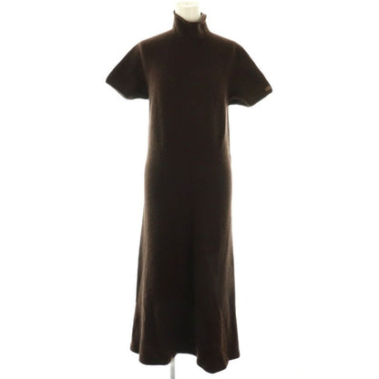 Chanel 00A Cashmere High Neck Knit Dress Short Sleeves 38 Brown ES - OS