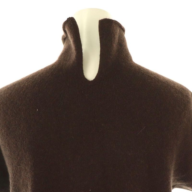 Chanel 00A Cashmere High Neck Knit Dress Short Sleeves 38 Brown ES - OS