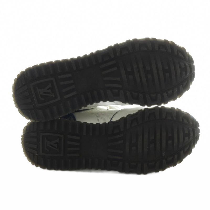 Louis Vuitton Runaway Monogram Denim Sneakers Low Cut 37 White Blue YO31