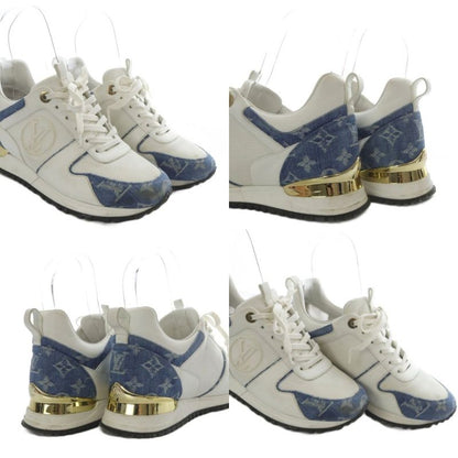 Louis Vuitton Runaway Monogram Denim Sneakers Low Cut 37 White Blue YO31