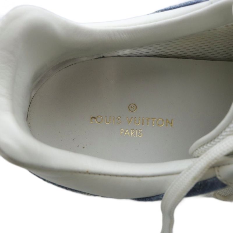 Louis Vuitton Runaway Monogram Denim Sneakers Low Cut 37 White Blue YO31