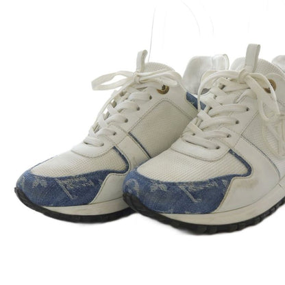 Louis Vuitton Runaway Monogram Denim Sneakers Low Cut 37 White Blue YO31