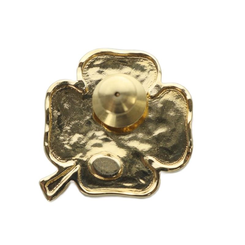 Chanel 31 RUE Cambon Coco Mark Clover Pin Brooch Rhinestone Black B23S YO6 - OH