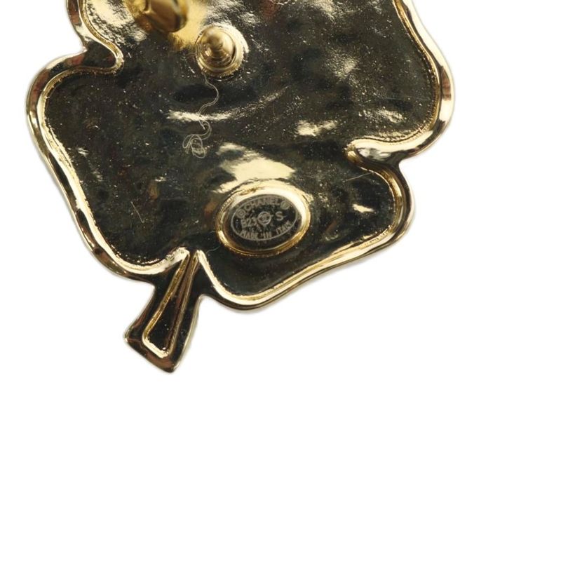 Chanel 31 RUE Cambon Coco Mark Clover Pin Brooch Rhinestone Black B23S YO6 - OH