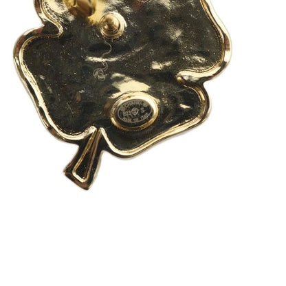 Chanel 31 RUE Cambon Coco Mark Clover Pin Brooch Rhinestone Black B23S YO6 - OH
